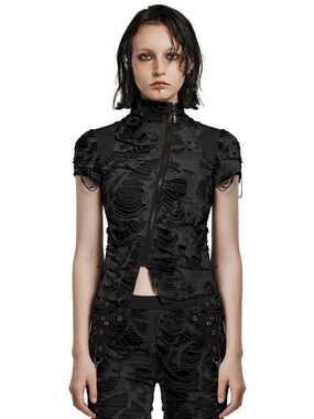 NWT Punk Rave Wastelands Shredded Short Sleeve Shirt M/L